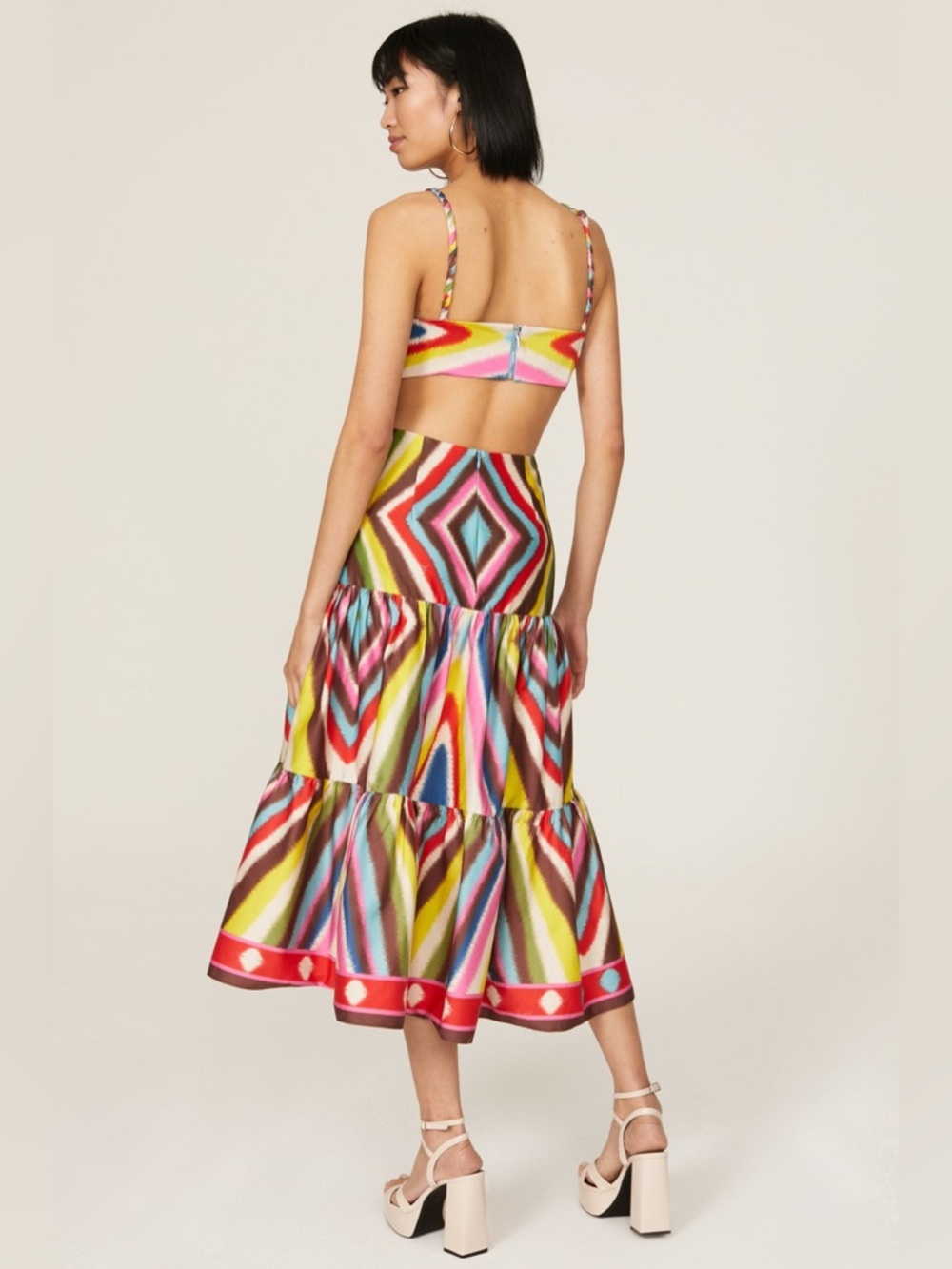 Alexis Multicolor Geometric Tiered Midi Dress - Picture 2 of 7